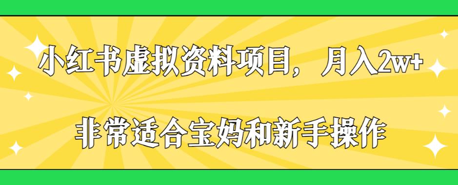 小红书虚拟资料项目，月入2w+，非常适合宝妈和新手操作【揭秘】-项目网