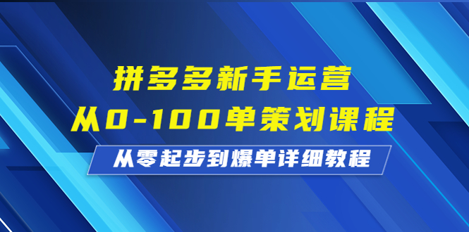 拼多多新手运营从0-100单策划课程，从零起步到爆单详细教程-项目网