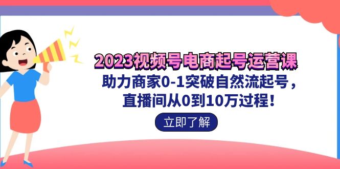 2023视频号-电商起号运营课 助力商家0-1突破自然流起号 直播间从0到10w过程-项目网