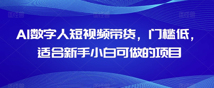AI数字人短视频带货，门槛低，适合新手小白可做的项目-项目网