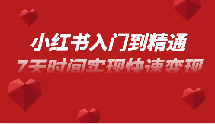 小红书入门到精通课，无货源电商实操运营，7天时间实现快速变现-项目网