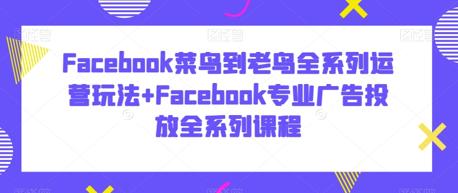 FACEBOOK菜鸟到老鸟全系列运营玩法+FACEBOOK专业广告投放全系列课程-项目网