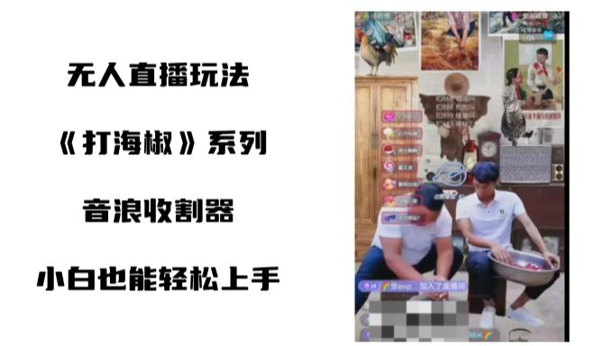 无人直播打海椒整蛊项目，新手轻松上手撸音浪收割器（教程+工具+素材）-项目网