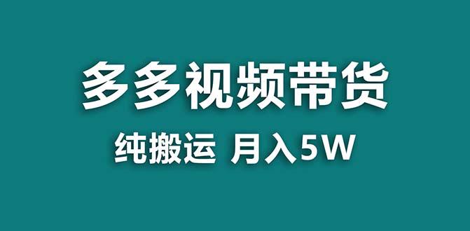 【拼多多视频带货】纯搬运5w佣金，小白也能操作！送工具，轻松开启蓝海带货之旅！-项目网