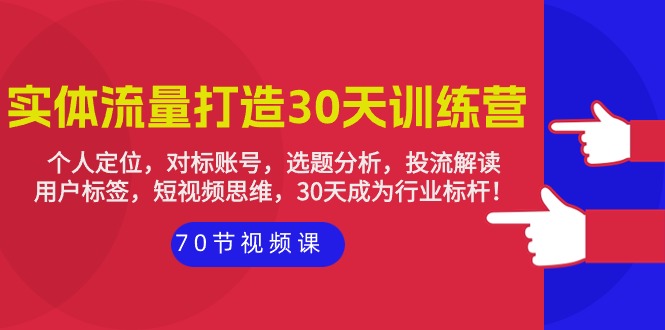 30天实体店铺流量打造训练营：个人定位，对标账号，选题分析，投流解读-70节-项目网