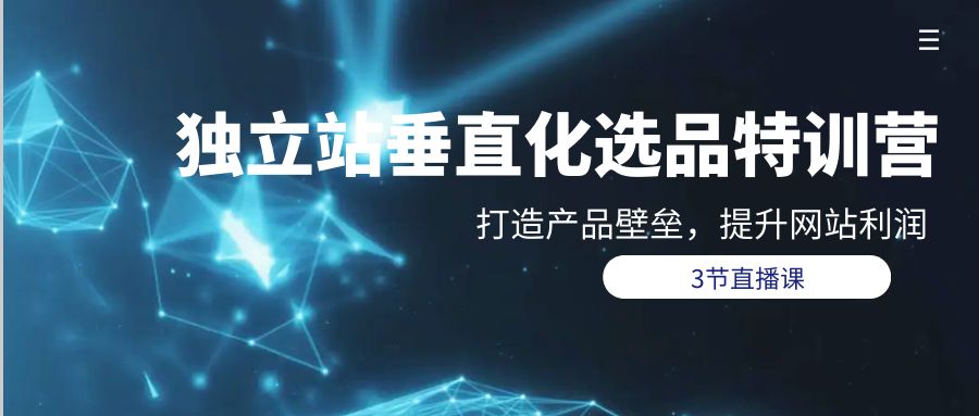 独立网站垂直化选品训练营，打造产品壁垒，提升网站利润（3节直播课）-项目网