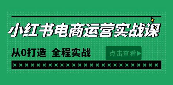 最新小红书·电商运营实战课，从0打造 全程实战（65节视频课）-项目网