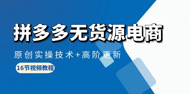 拼多多无货源电商课程：原创实操技术+高阶更新（16节视频教程）-项目网