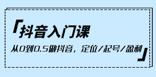 小白抖音入门课，从0到0.5做抖音，定位/起号/盈利（9节课）-项目网
