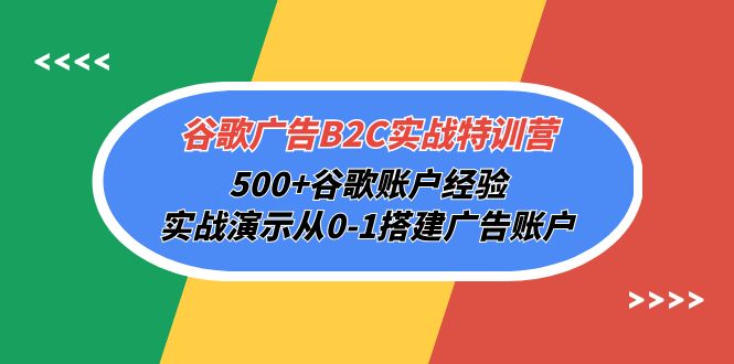 谷歌广告B2C实战特训营，500+谷歌账户经验，实战演示从0-1搭建广告账户-项目网
