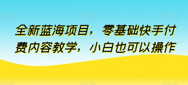 全新蓝海项目，从零开始：快手付费内容教学，小白变专家的秘密-项目网