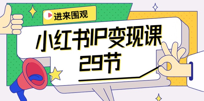 2024年小红书IP变现大揭秘：：开店/定位/IP变现/直播带货/爆款打造/涨价秘诀/等等/29节-项目网