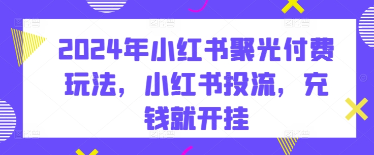 2024小红书投流：聚光付费攻略，解锁流量变现新姿势-项目网