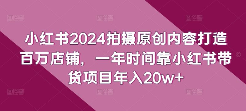 小红书2024拍摄原创内容打造百万店铺，1年时间靠小红书带货项目年入20W+-项目网