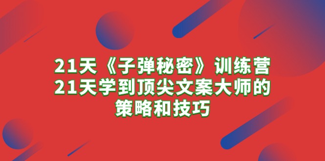 21天《子弹秘密》训练营，21天学到顶尖文案大师的策略和技巧-项目网