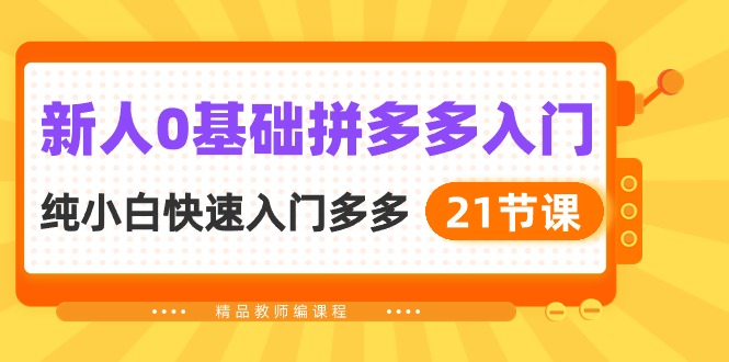 新人拼多多运营实操：0基础小白快速入门指南（21节课）-项目网