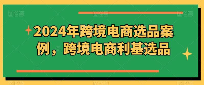 2024年跨境电商选品案例，跨境电商利基选品方案-项目网