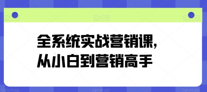 营销高手修炼之路：从零基础到精通的全系统实战课程-项目网