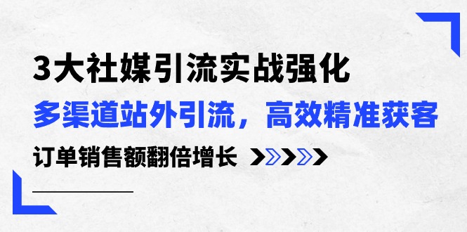 3大社媒引流实操强化，多渠道站外引流/高效精准获客/订单销售额翻倍增长-项目网