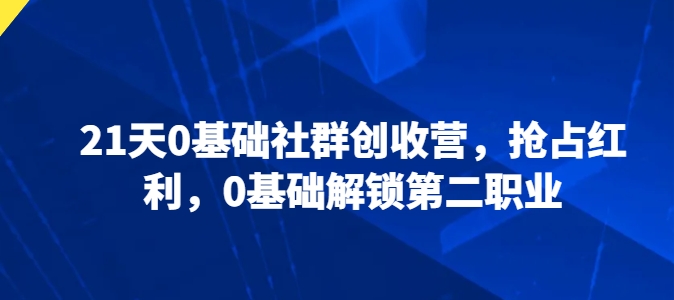 21天0基础社群创收营，抢占红利，0基础解锁第二职业-项目网