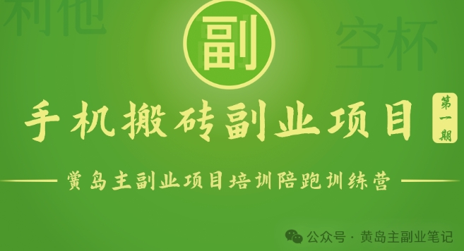 手机搬砖小副业项目训练营1.0，实测1小时收益50+，一部手机轻松日入100+-项目网