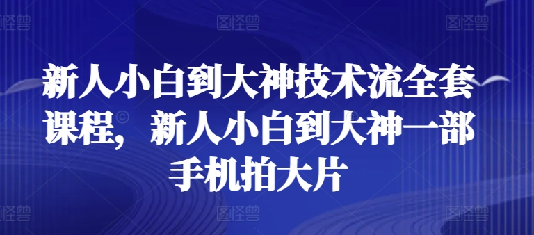 新人小白到大神技术流全套课程，新人小白到大神一部手机拍大片-项目网
