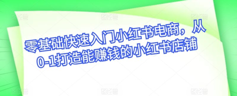 小红书电商实战宝典：从开店到爆款，轻松实现月入过万-项目网