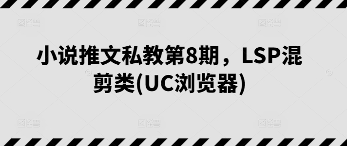 小说推文私教第8期，LSP混剪类(UC浏览器)-项目网