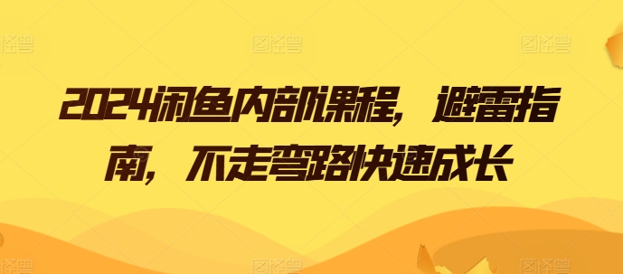 2024闲鱼卖货电商内部课程，避雷指南，不走弯路快速成长-项目网