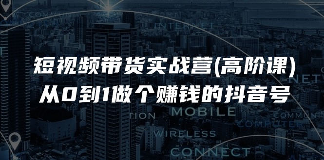 短视频带货实战营(高阶课)，从0到1做个赚钱的抖音号（17节课）-项目网