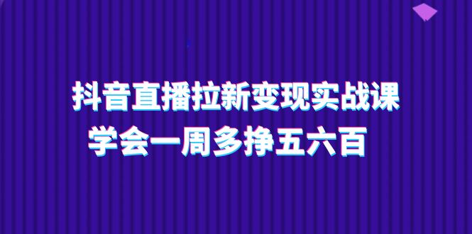 抖音直播拉新变现实操课，学会一周多挣五六百（15节课）-项目网
