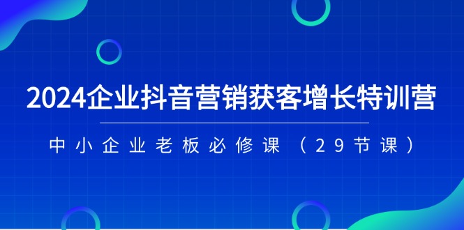 2024企业抖音-营销获客增长特训营，中小企业老板必修课（29节课）-项目网