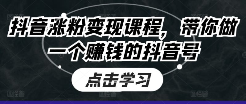 抖音涨粉变现课程，带你做一个赚钱的抖音号-项目网