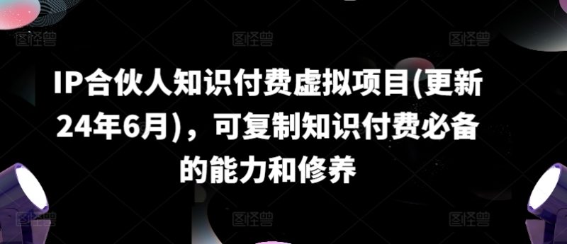 IP合伙人知识付费虚拟项目(更新24年6月)，可复制知识付费必备的能力和修养-项目网
