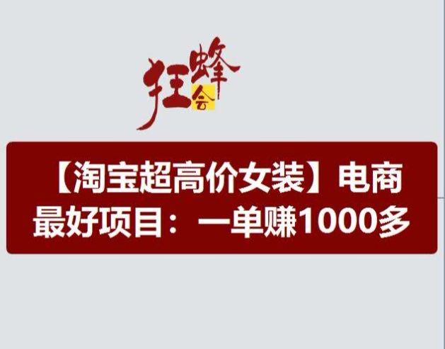 淘宝超高价女装项目，电商更好赛道，一单赚1000多-项目网