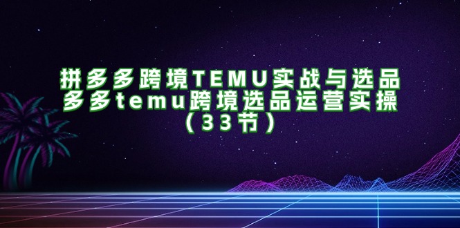 拼多多跨境TEMU实战与选品，多多temu跨境选品运营实操（33节）-项目网