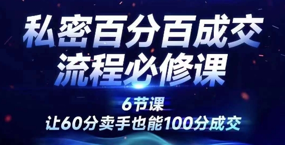 私密百分百成交流程线上训练营，绝对成交，让60分卖手也能100分成交-项目网