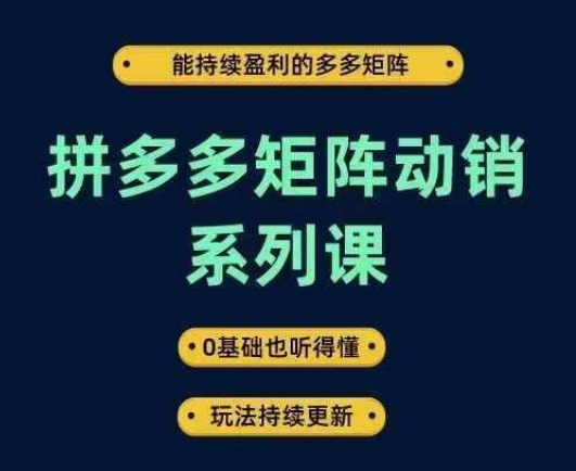 拼多多矩阵动销系列课,能持续盈利的多多矩阵,0基础也听得懂,玩法持续更新 拼多多矩阵动销系列课,能持续盈利的多多矩阵,0基础也听得懂,玩法持续更新