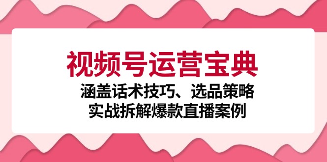 视频号运营宝典：涵盖话术技巧、选品策略、实战拆解爆款直播案例-项目网