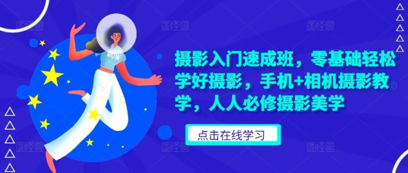 摄影入门速成班，零基础轻松学好摄影，手机+相机摄影教学，人人必修摄影美学-项目网