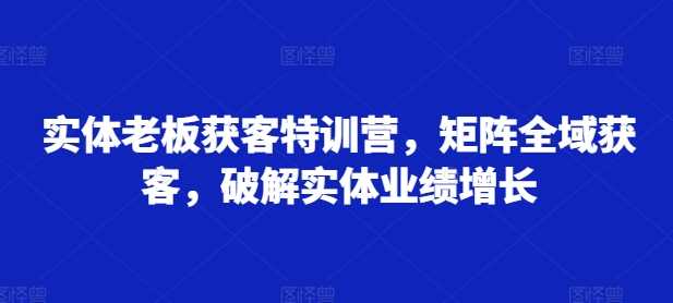 实体老板获客特训营，矩阵全域获客，破解实体业绩增长-项目网