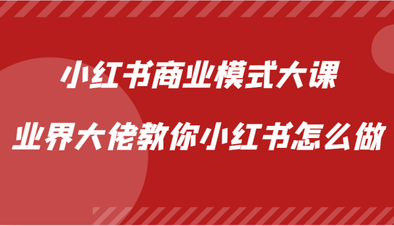 小红书商业模式大课，业界大佬教你小红书怎么做【视频课】-项目网